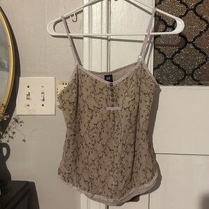 GAP Women's Purple Floral Lace Tank